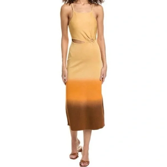 SANDRO - Brown Orange Ombre Midi Dress – NWT – EU 36 (US Small) - Picture 2 of 10